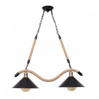 Distribuidor - Lâmpadas Diversas | Lâmpadas Rústicas | LAMPARA CABO 2XE27 NEGRO CUERDA DE CAÑAMO REGX80X22 CM Ref: 150752009